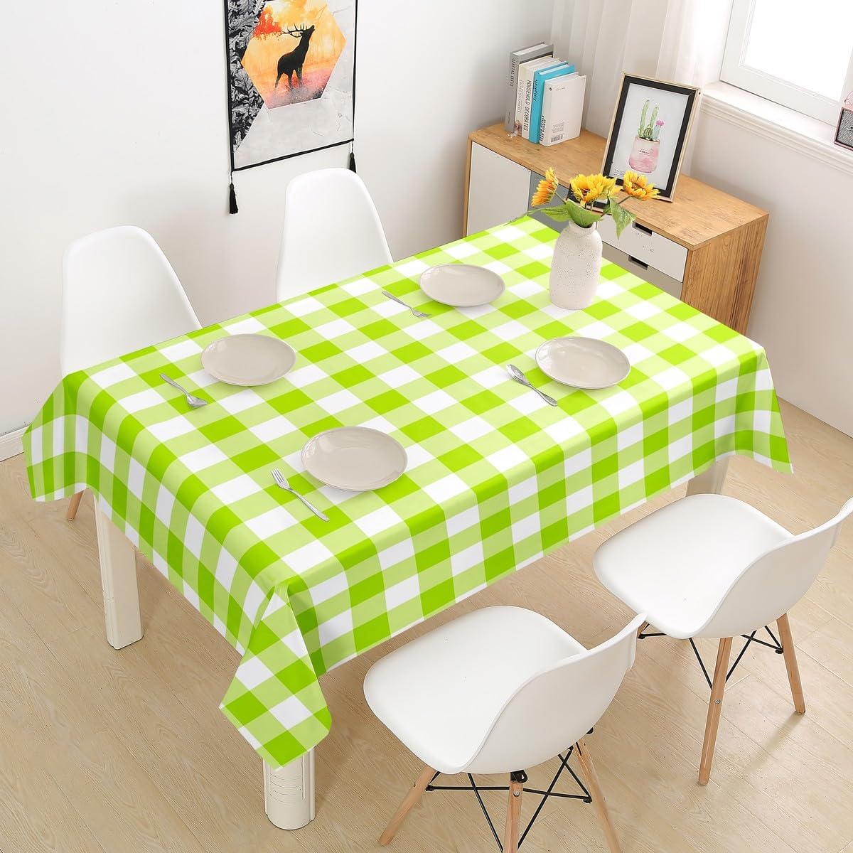 Navy Blue White Tablecloths Kids,Polka Dots Circle Round Pattern Table Cover for Dining Room,Modern Simple Style Table Accessories Dining Room Decor,55"x71" Oblong/Rectangle