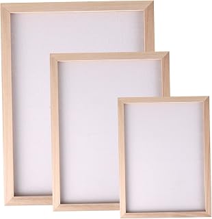 SouiWuzi Molde y mazo, Pantalla de fabricación de Papel, 3 Piezas 3 tamaños Molde y Cubierta para la fabricación de Papel, Marcos de Madera para Manualidades