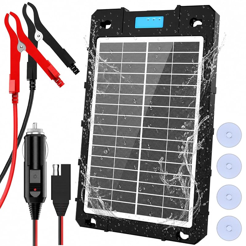 Carregador Solar de Bateria 12 V 7,5 W AeternaSol com Controlador Inteligente, Painel Portátil à Prova d’Água e Conector SAE