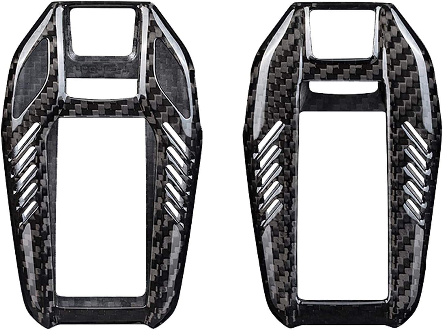 Genuine Carbon Fiber Key Fob Cover For BMW 5 6 Series GT 7 Series 730Li 740 740Li 750Li 760Li i8 X3 X4 X5 X6 X7 Smart Display LCD Screen Car Remote Key Fob Case + Screen Protective Film-Black