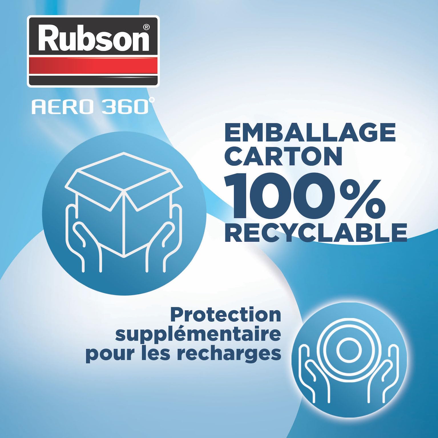 Rubson – AERO 360° Recharges en tabs neutres pour absorbeur d'humidité, recharges pour déshumidificateurs ultra absorbantes et anti odeur, 4 x 450 g pour déshumidificateur d'air