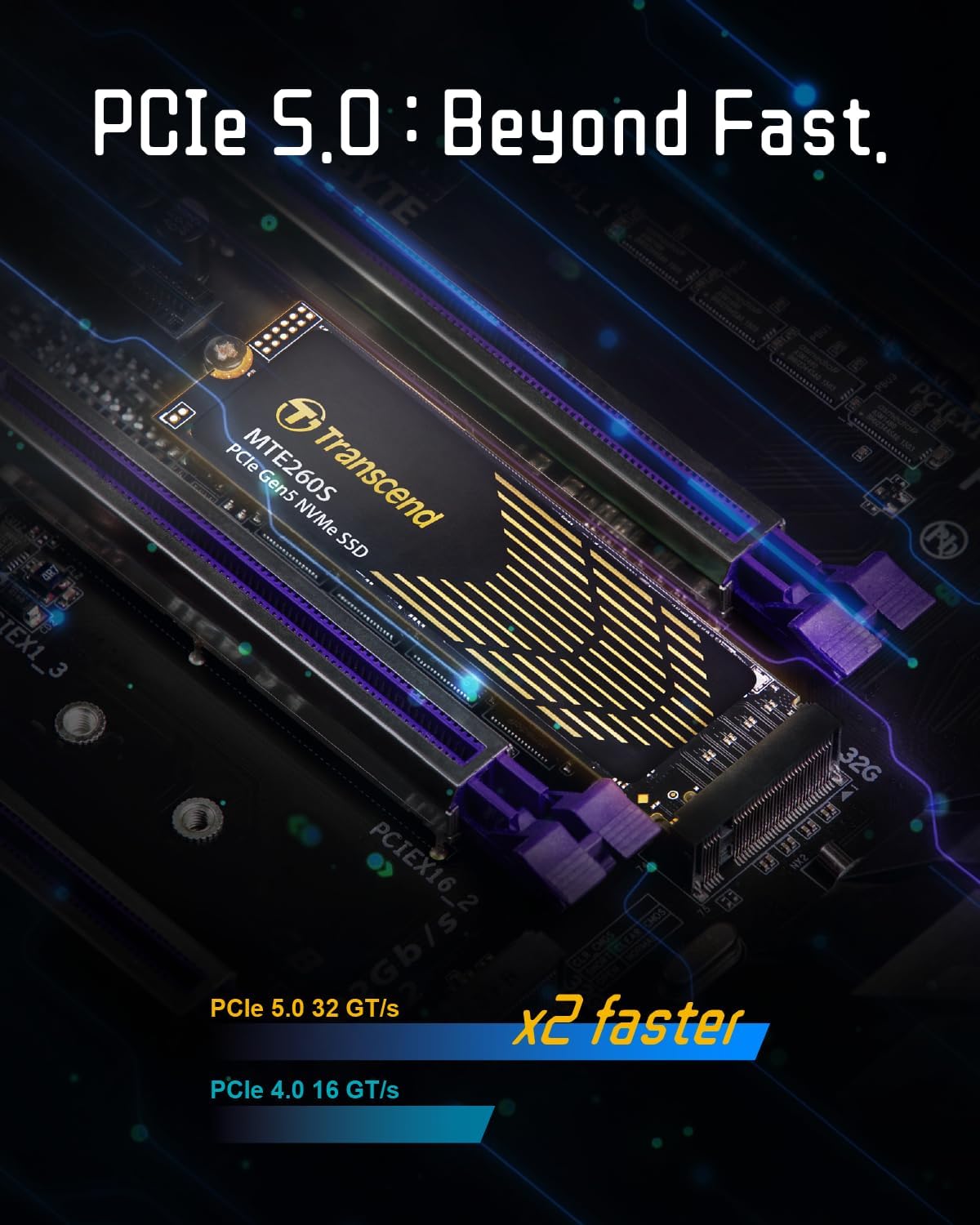 Transcend MTE260 2TB Gen5 SSD with Heatsink, Up to 14,000MB/s, Storage Expansion for PS5 Consoles/Desktops/Laptops, M.2 2280 PCIe 5.0 NVMe Gen5x4 Internal Solid State Hard Drive, 3D TLC NAND