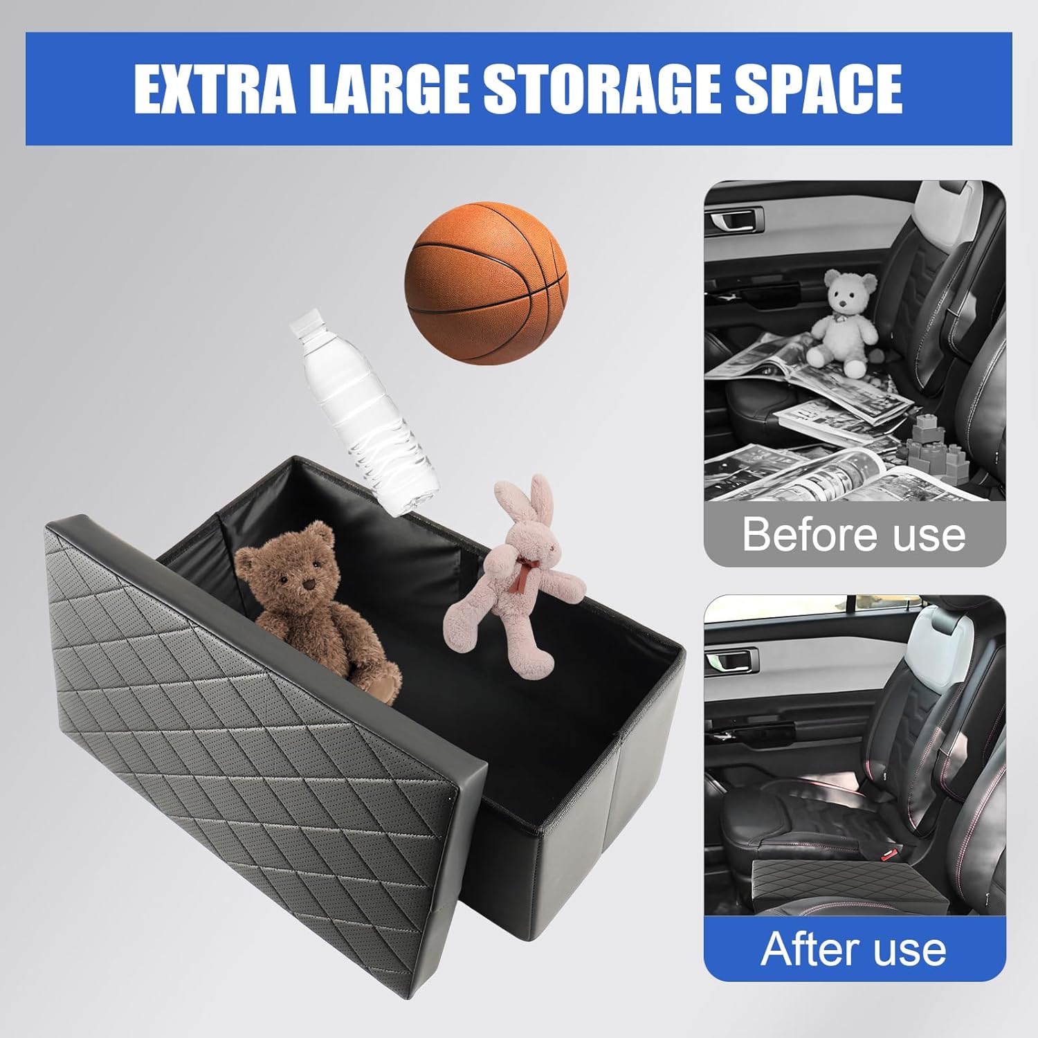 Seat Aisle Storage Box Compatible with Ford Explorer 6-Passenger Models, Backseat Box Console Organizer for Children's Toys, Travel Dual Storage, for Ford Explorer ST XLT Accessories 2020-2025