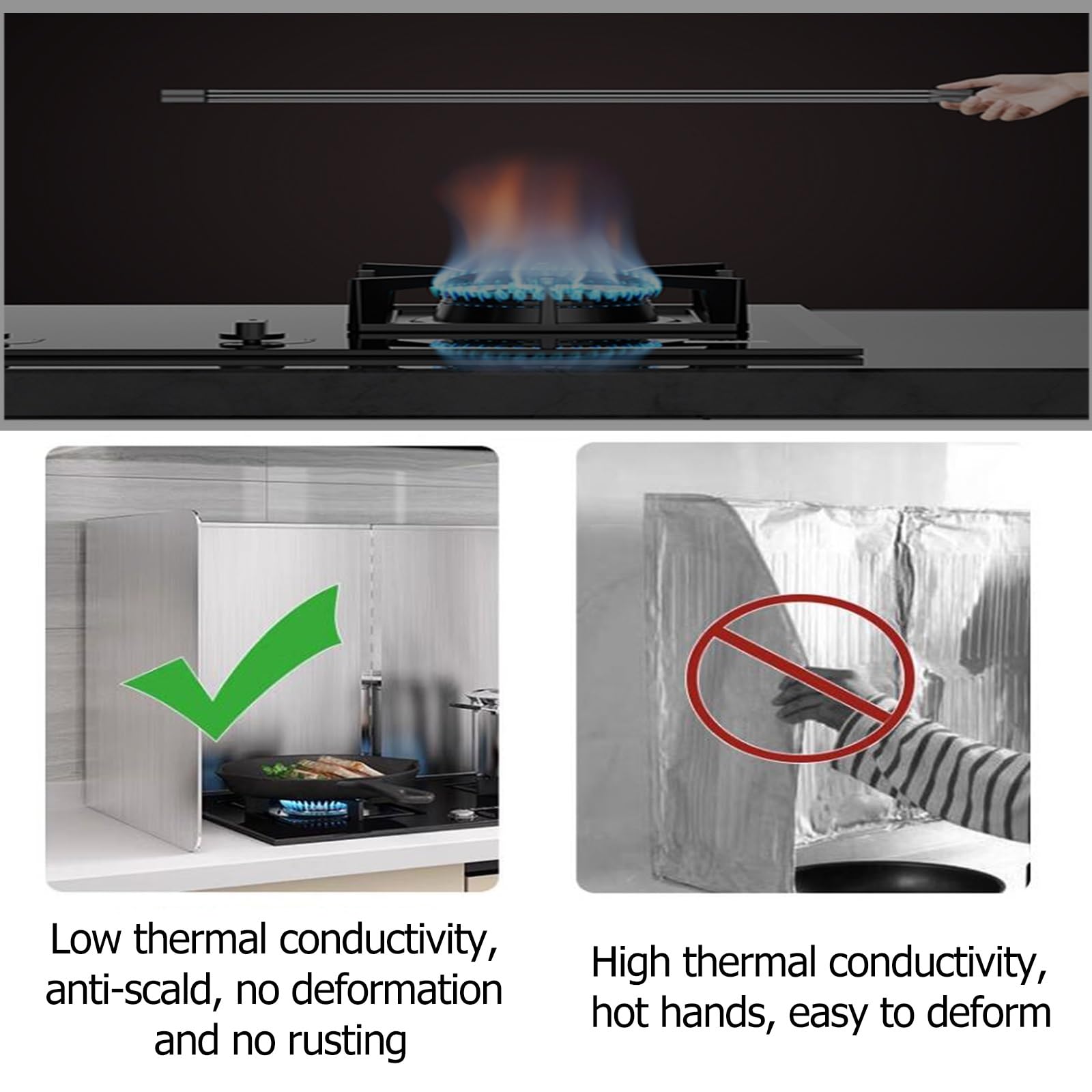 Protector antigrasa Plegable de Acero Inoxidable de 4 Lados contra Salpicaduras de Aceite - Pantalla antigrasa con Aislamiento térmico para cocinar, Seguridad en la Cocina, fácil de Limpiar,