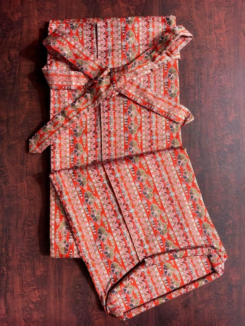 琴袋 箏袋 藤柄 13弦用 ブロケード琴袋 丸袋 オレンジ系 金糸 新品】琴