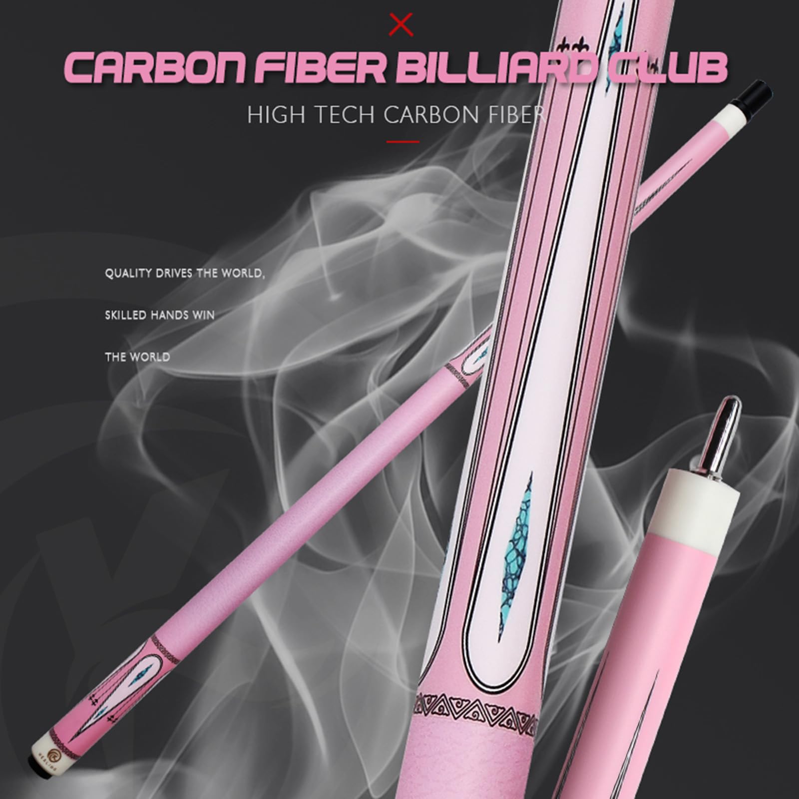 OKHEALING T700 Attelle de billard rose pour femme en fibre de carbone - Tête de 12,9 mm, 1/2 articulation, attelle de billard et snooker professionnel pour débutants et joueurs expérimentés, attelle