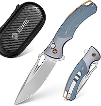 NedFoss HERON Klappmesser, VG10 Stahl Taschenmesser mit Button-Lock, Einhandmesser mit G10 Griff, Outdoor Messer mit Gürtelclip, Survival Messer für den Alltag, Sammlung & Geschenk