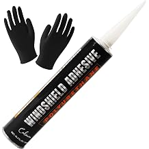 Calvana Windshield Repair Kit Black Polyurethane Adhesive for Car Glass Chips & Cracks, Quick-Cure & Weather-Resistant Sealant 310ml with Gloves