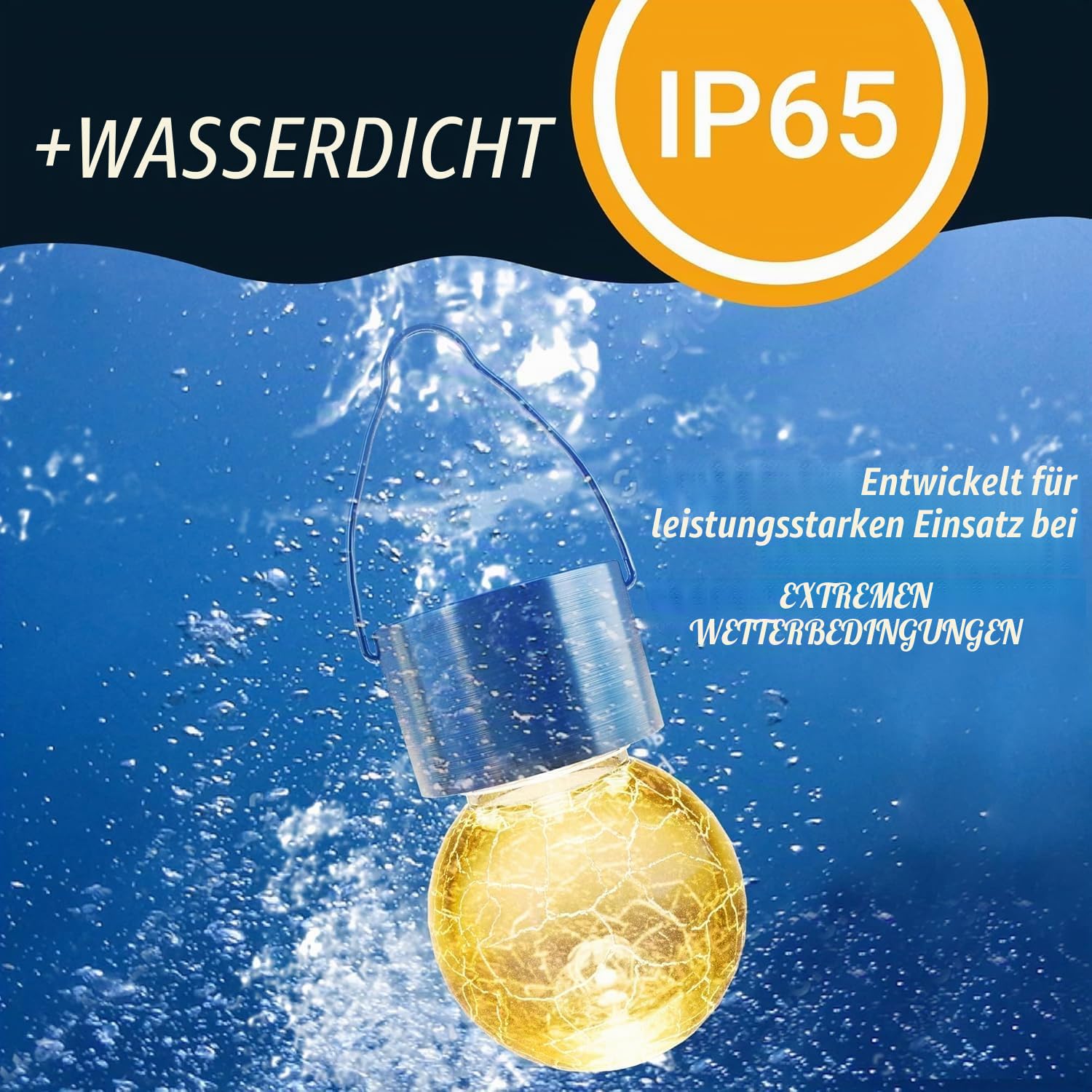 GIGALUMI Solar-Hängeleuchten für außen, 8 Stück Solar-Außenleuchten, rissiges Glas, Wasserdicht Solarleuchten für außen, Garten, Weihnachtsdeko, Hof, Zaun, Baum (warmweiß)