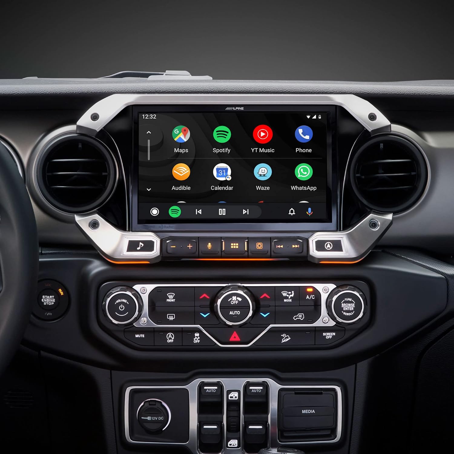 Alpine JL Wrangler i509-WRA-JL 9-inch Weather-Resistant Digital Media Receiver with CarPlay Android Auto and Dash Camera, Sirius Tuner Bundle