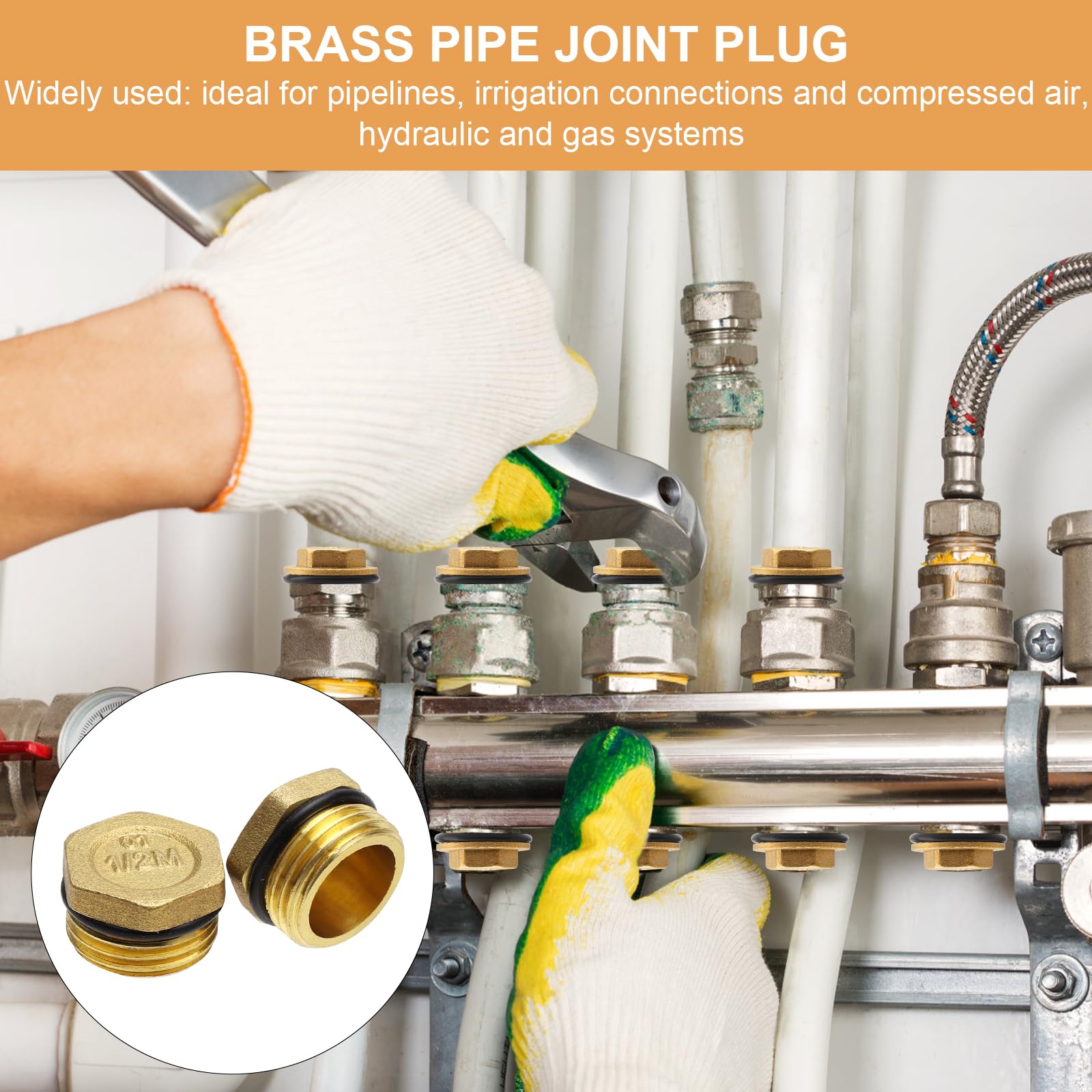 4 PCS Bouchons en Laiton, Filetage Extérieur 1/2" Pour Radiateurs, avec Anneau en Caoutchouc Répartiteurs et Chauffages Conduites d'eau Installation d'eau Potable Bouchon Radiateur