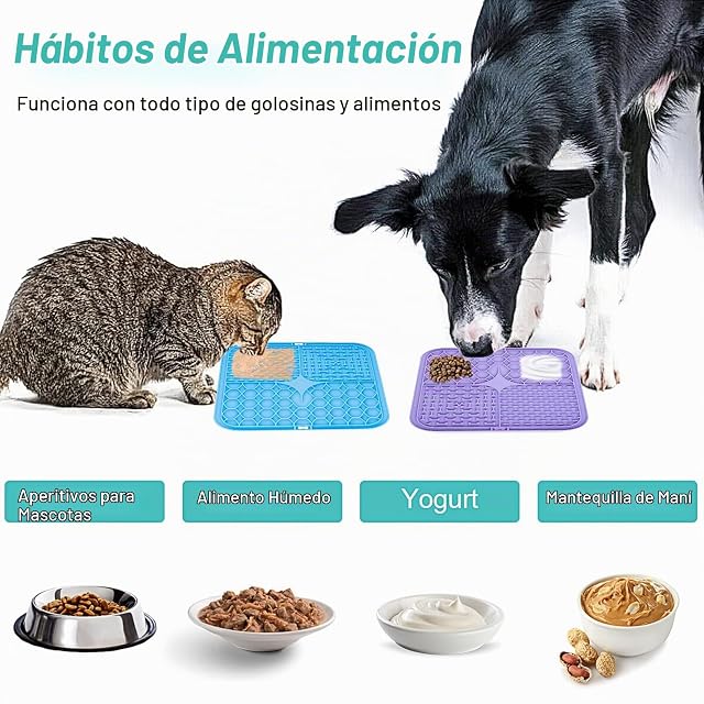 Foto 3 de 7 de Poraceous 2 Piezas Alfombrillas para Lamer Perro con Ventosas, con Espátula
