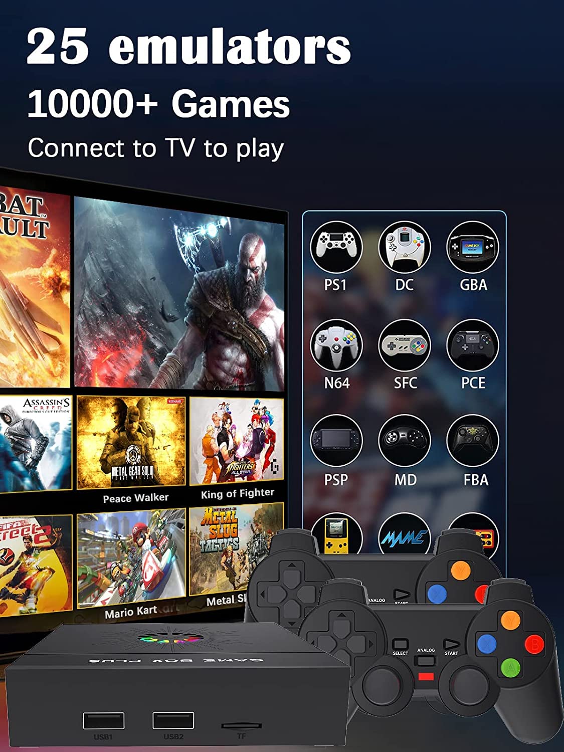 Consola de Juegos Retro, Super Game Box, integrada en más de 10000 Juegos clásicos 2D/3D, Salida HD 4K, Consola de Juegos Plug and Play, Compatible con 25 emuladores de Juegos, Adecuado para el hogar