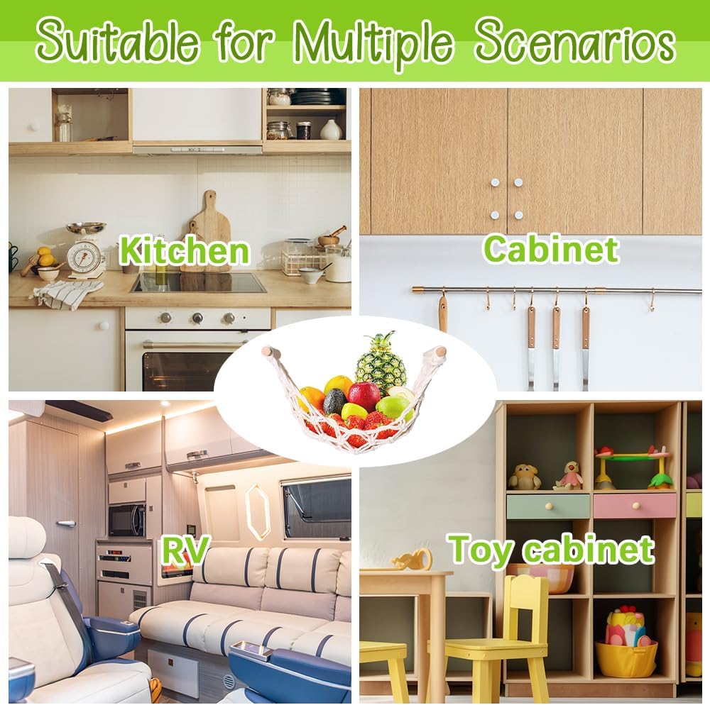 Fruit Basket Hammock Under Cabinet Adhesive, Woven Vegetable Hanging Basket, Fruit Storage for Kitchen with Banana Hook, Mesh Fruits Holder Organization for Home Dining Room Decor (1Pcs) 4 710aR6w7D8L. AC SL1000
