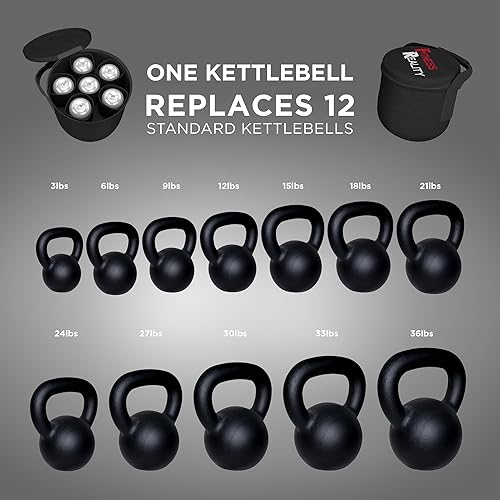 Miniatura 3 de Fitness Reality 1 par de mancuernas ajustables de 10 a 45 libras, incrementos de 3 libras, pesas rusas de peso ajustable