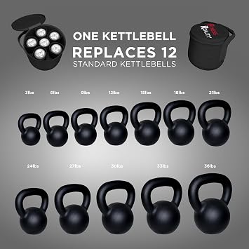 Fitness Reality Adjustable Dumbbells 10-45 Pounds, 3 lbs increments, OPTIONS: Single/Pair/Adjustable Weight Kettlebell