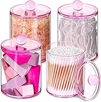 Vista 16 de Paquete de 2 Portadores de Qtip, Juego de Frascos de Boticario, Frascos de Baño con Tapas para Hisopos de Algodón, Bolas, Almohadillas, Palillos