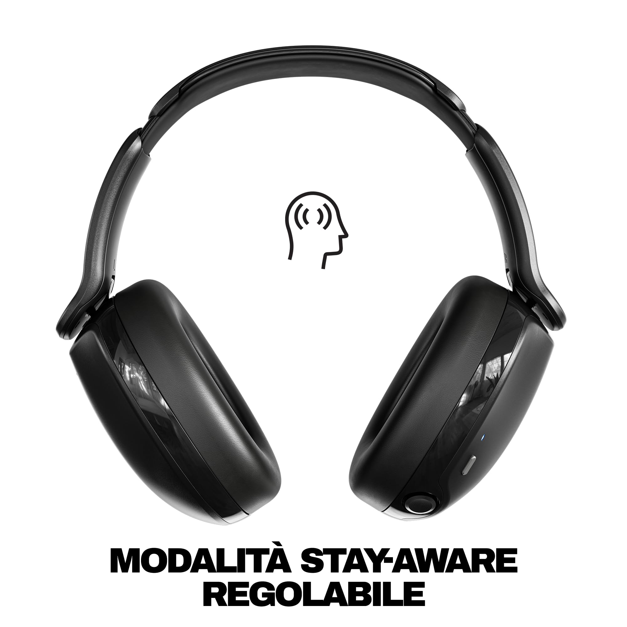 Skullcandy Hesh 360 Cuffie Wireless Over-Ear con Bluetooth, Fino a 100 Ore di Autonomia, Tecnologia Fonoisolante, Design Comprimibile e Richiudibile, Microfono Compatibile con iPhone e Android - Nero