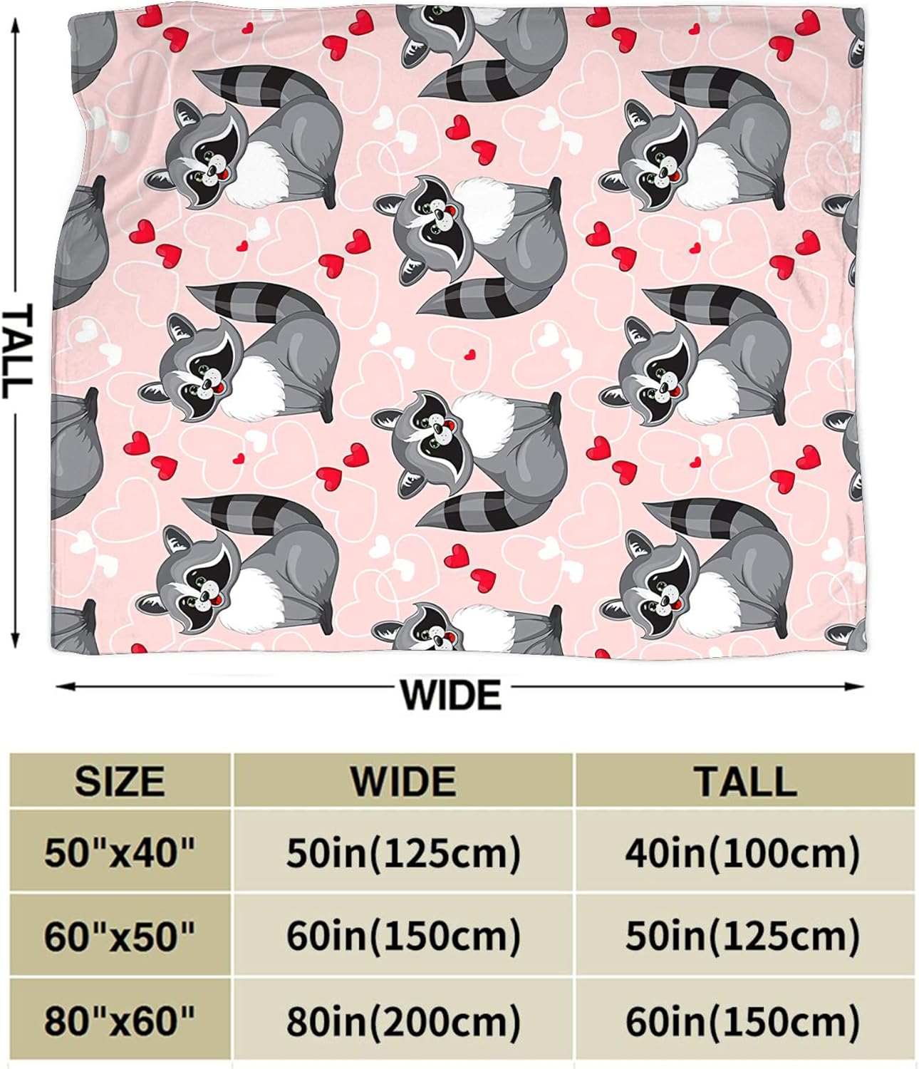 Cute Raccoon Blanket for Girls Women Gifts for Raccoon Lovers Raccoon Throw Blanket for Kids Adults Ultra Soft Cozy Fleece Blanket for Couch Sofa Bed Pink 40"x50" - Image 3