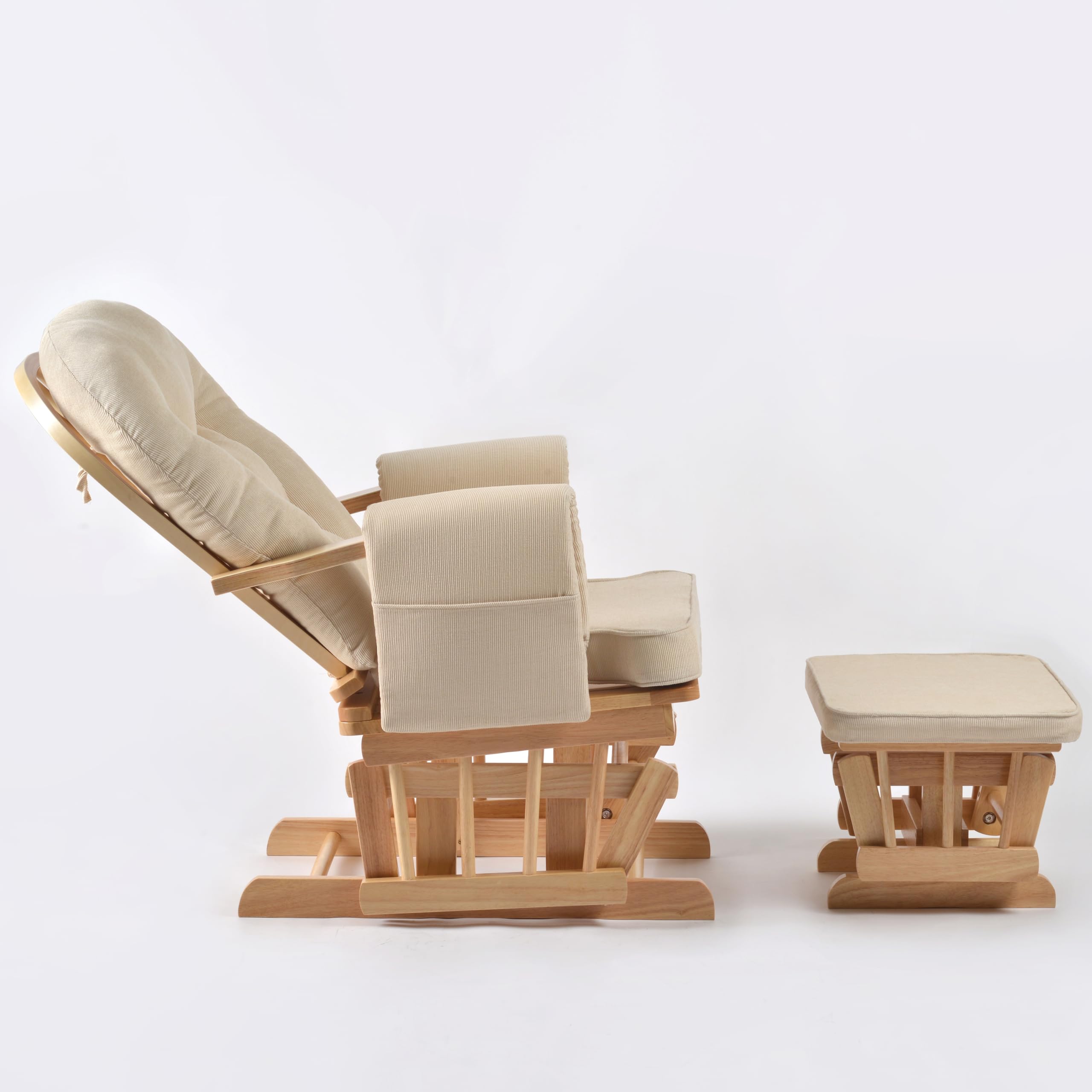 Glider Stillstuhl & Hocker Entspannungsstuhl Schaukelsessel Natur/Creme * NEU