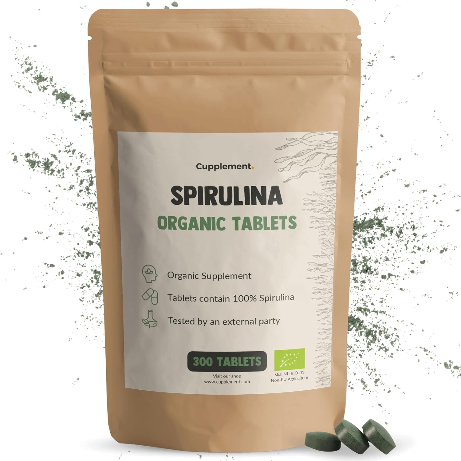 Spirulina Tablets 500 mg Organic 300 Tablets - Algae - Energy