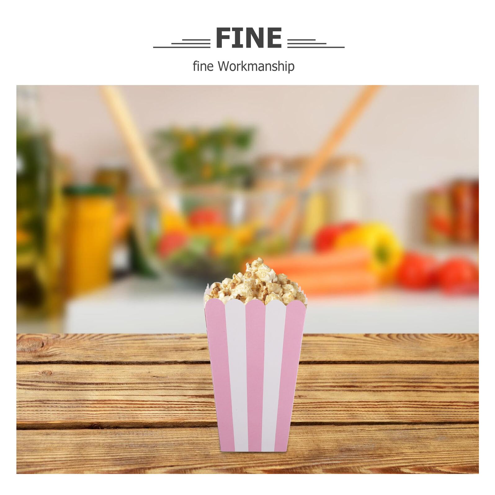 Gestreifter Popcorn Behälter aus Papier, 100 Stück, Klein