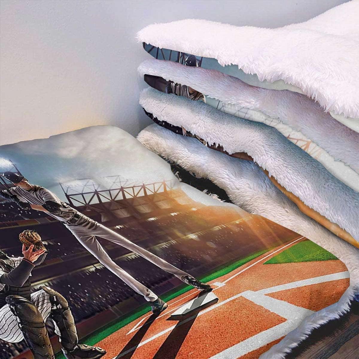 review Multicolor Thermal Pet Mat Bed Liner Professional Baseball Players in The Stadium Washable Kennel Mat for Large Medium Small Dogs and Cats Teen Room 14