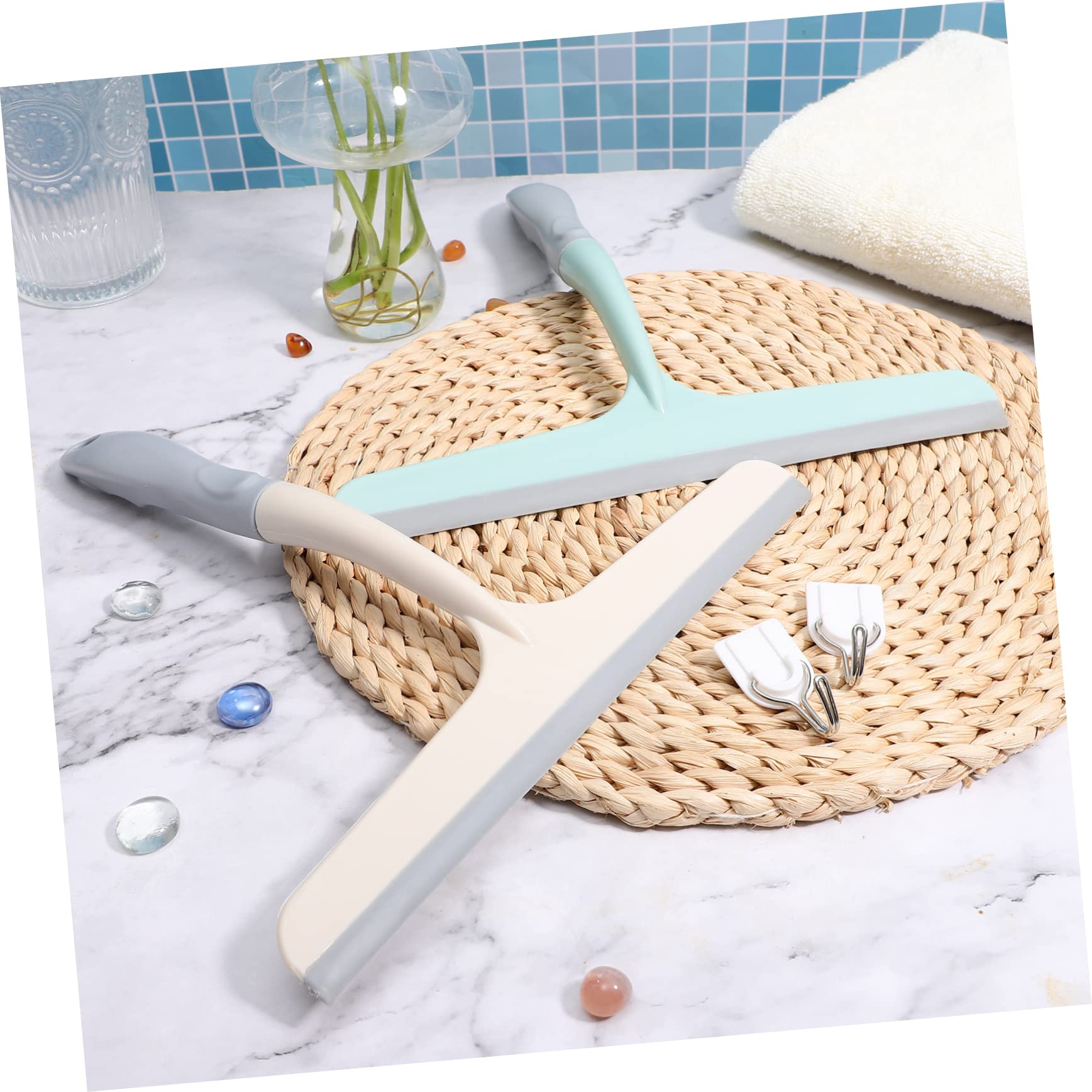 SHERCHPRY Rasquetas para Ducha con Gancho Limpiacristales Multiusos para Mamparas Y Puertas De Vidrio Diseño Ergonómico Y Colgador Práctico para Baño Y Coche 4 Piezas X 5