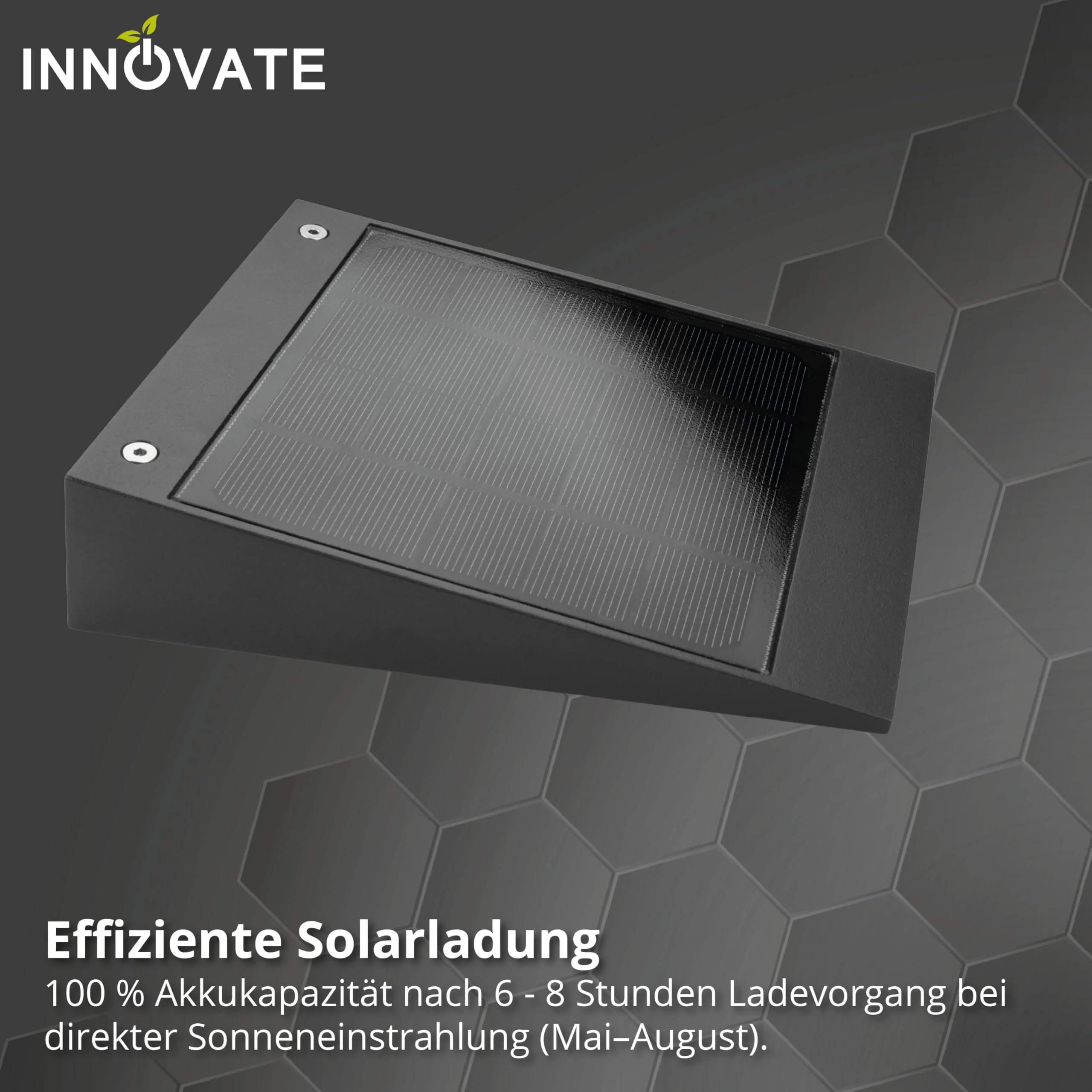 INNOVATE LED Aussenlampe mit Bewegungsmelder Solar PIR-Sensor [2W IP54 3000K] Solarlampen für Außen Mit Bewegungsmelder I LED Solarleuchten für Aussen I Aussenbeleuchtung Aussenlampe