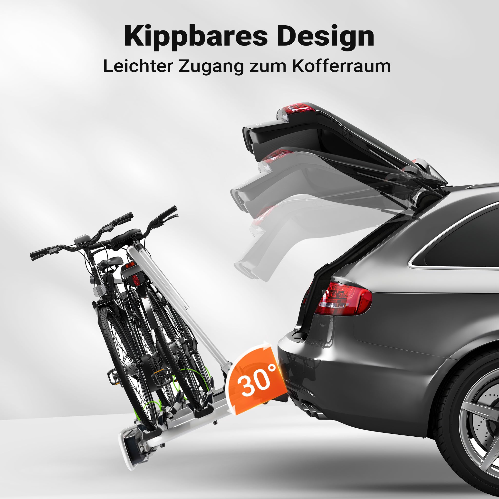 Wiltec Fahrrad Heckträger für 2 Fahrräder, Heckklappenträger bis 60 kg, Fahrradträger Anhängerkupplung klappbar, Fahrrad Träger mit Diebstahlschutz