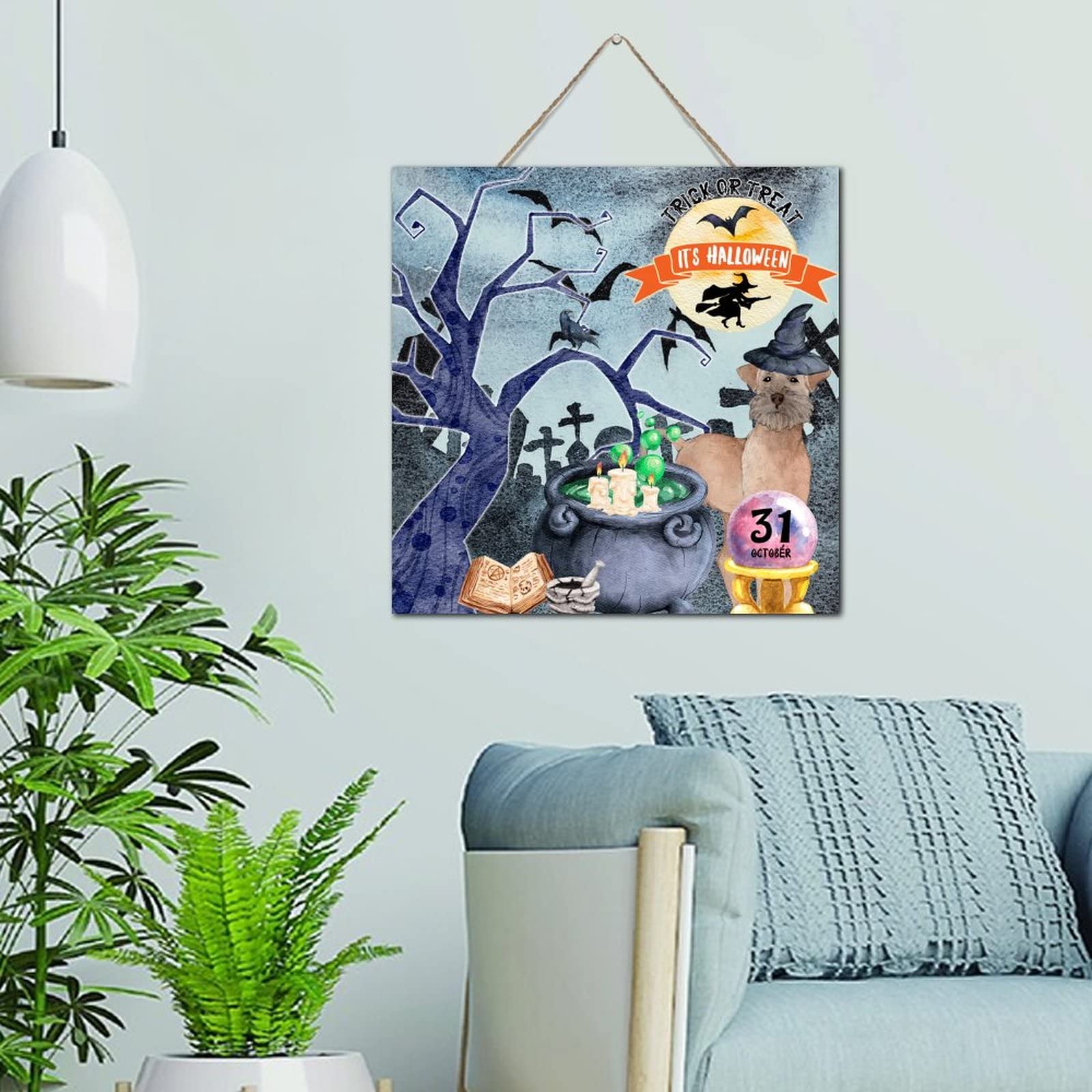 Plaque en bois Trick or Treat decoration interieure durable 30cm