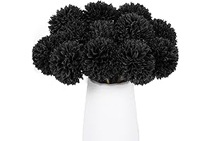 12 Pcs Black Artificial Chrysanthemums Flowers For Halloween