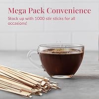 Vista 4 de Prestee - Agitador de café de madera 1000 – Palitos de madera desechables de 5.5 pulgadas de largo para café y cócteles – Mezcladores de bebidas