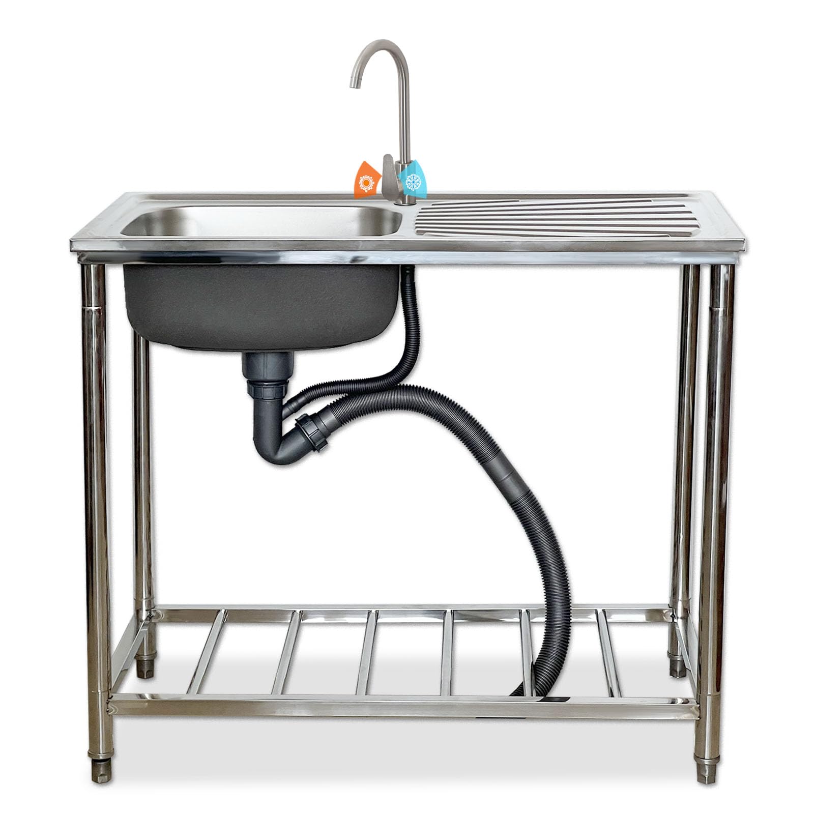 LMYSXAOZ Utility Sink Free Standing Single Bowl Kitchen with Workbench Stainless Steel for Laundry Room Bathroom Farmhouse