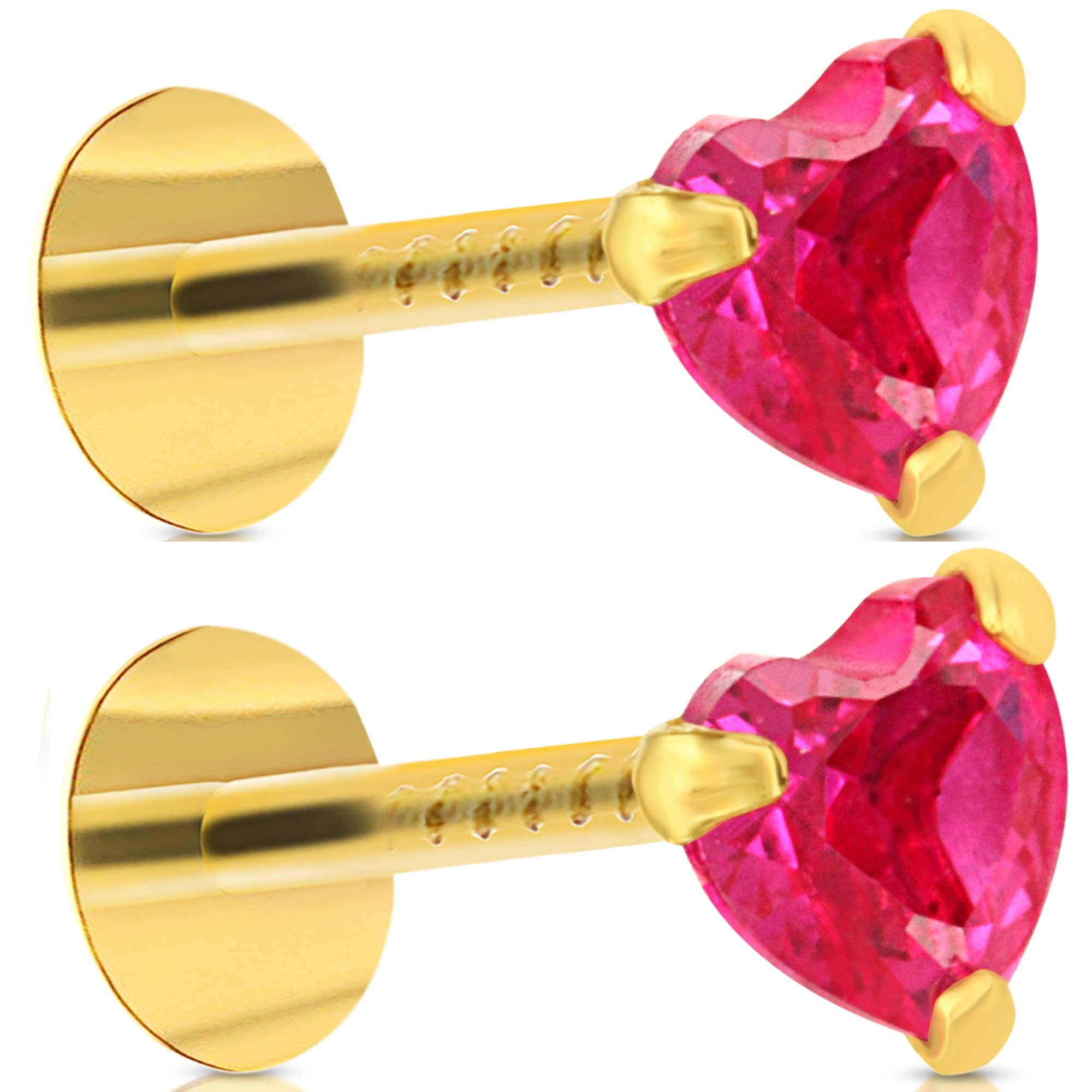 GEHLOT ; OneStep Towards Online Heart Diamond | 14K Pure Yellow Gold Nose Pins Studs & Earring Studs Jewellery | Piercing Nose Pins and Earring Stud Combo For Women & Girl - Pink (B09GBFWRQR) Amazon Price History, Amazon Price Tracker