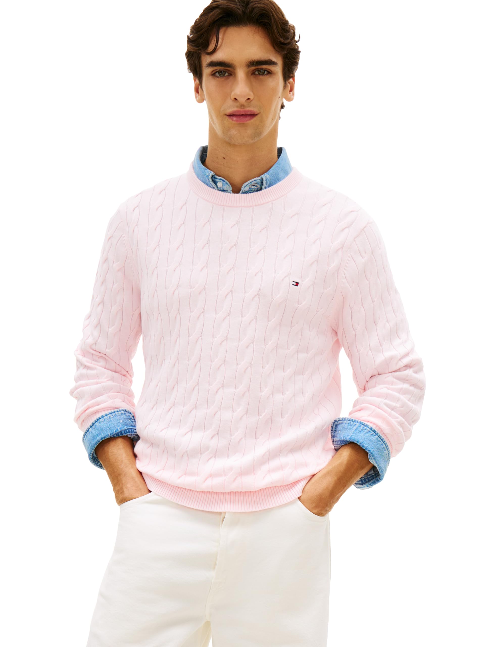 Tommy Hilfiger Men's Cable Knit Crewneck Sweater