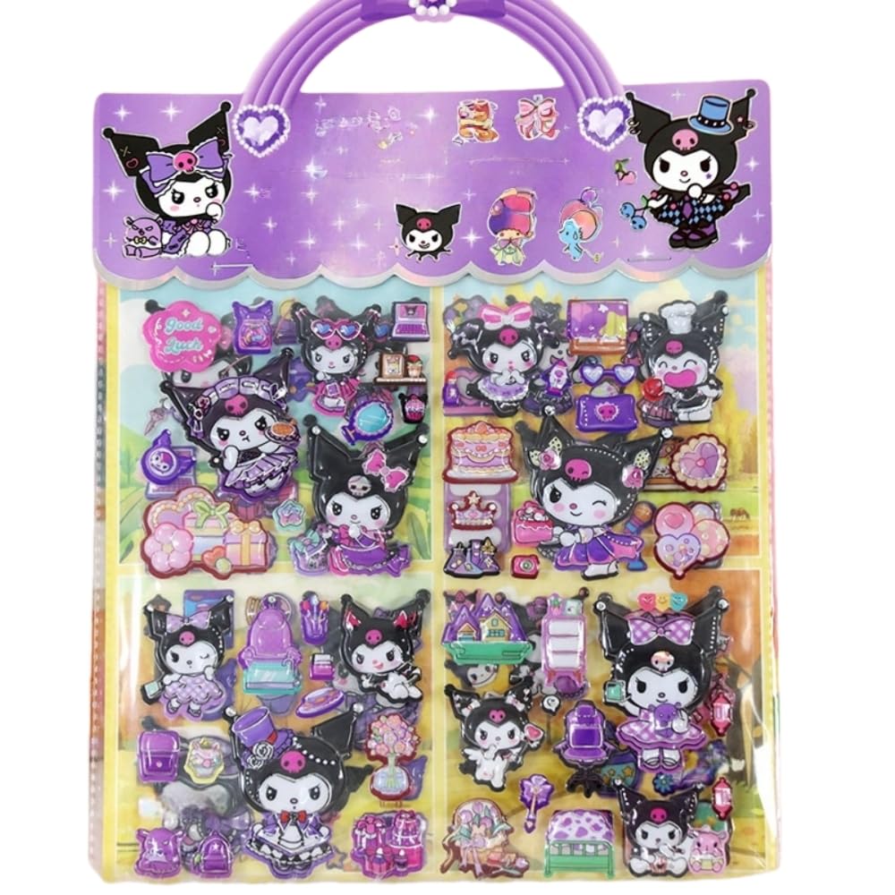 FASHION YO Kids Cartoon Puffy Stickers,Girls Kpop Hunters, 3D Stickers Variety Pack, Party Favor for Kids, Waterproof Stickers Cute Capybara (Kuro)