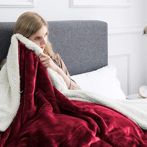 Vista 74 de IR Imperial Rooms Mantas Sherpa tamaño Queen – Mantas gruesas y cálidas para invierno, reversible, suave y esponjosa, tamaño Queen para cama, Morado