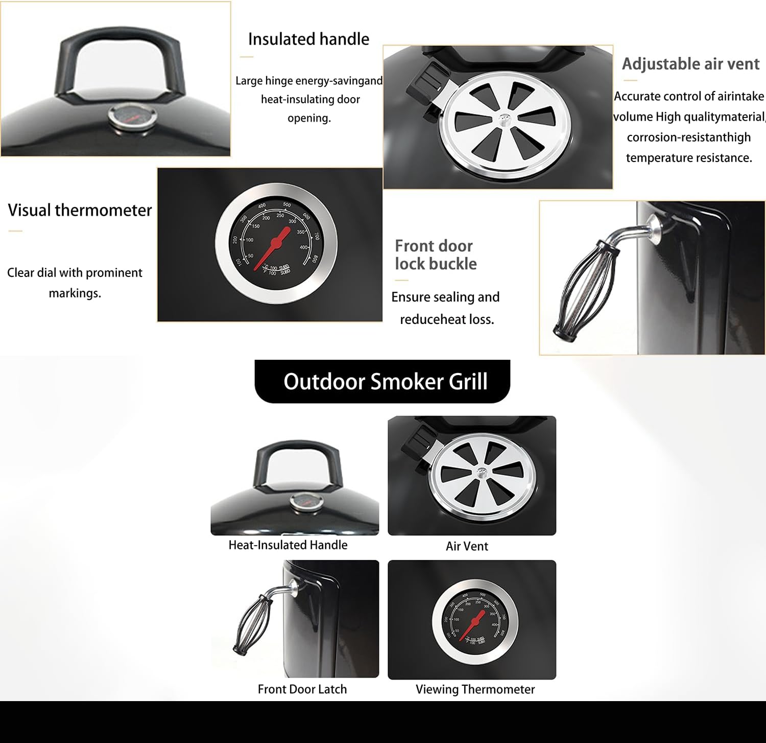 Multi-Function Charcoal Grill, the perfect outdoor BBQ tool for delicious meals. Ideal for backyard use and camping. Portable charcoal grill. (20-inch dual doors)