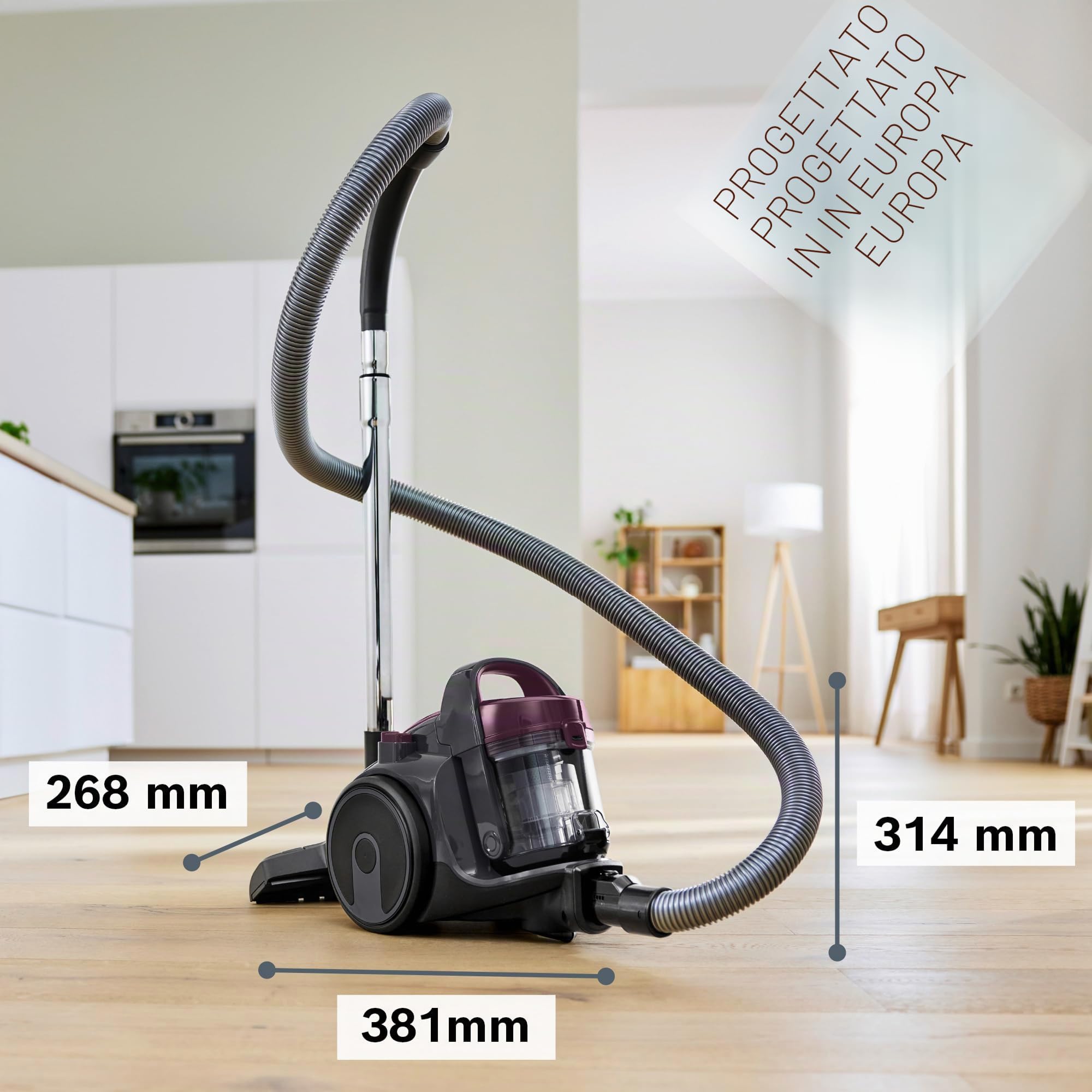 Bosch BGC05AAA1 Aspirapolvere a Traino Senza Sacco con Filtro Igienico PureAir, Design Compatto, Potente, Viola