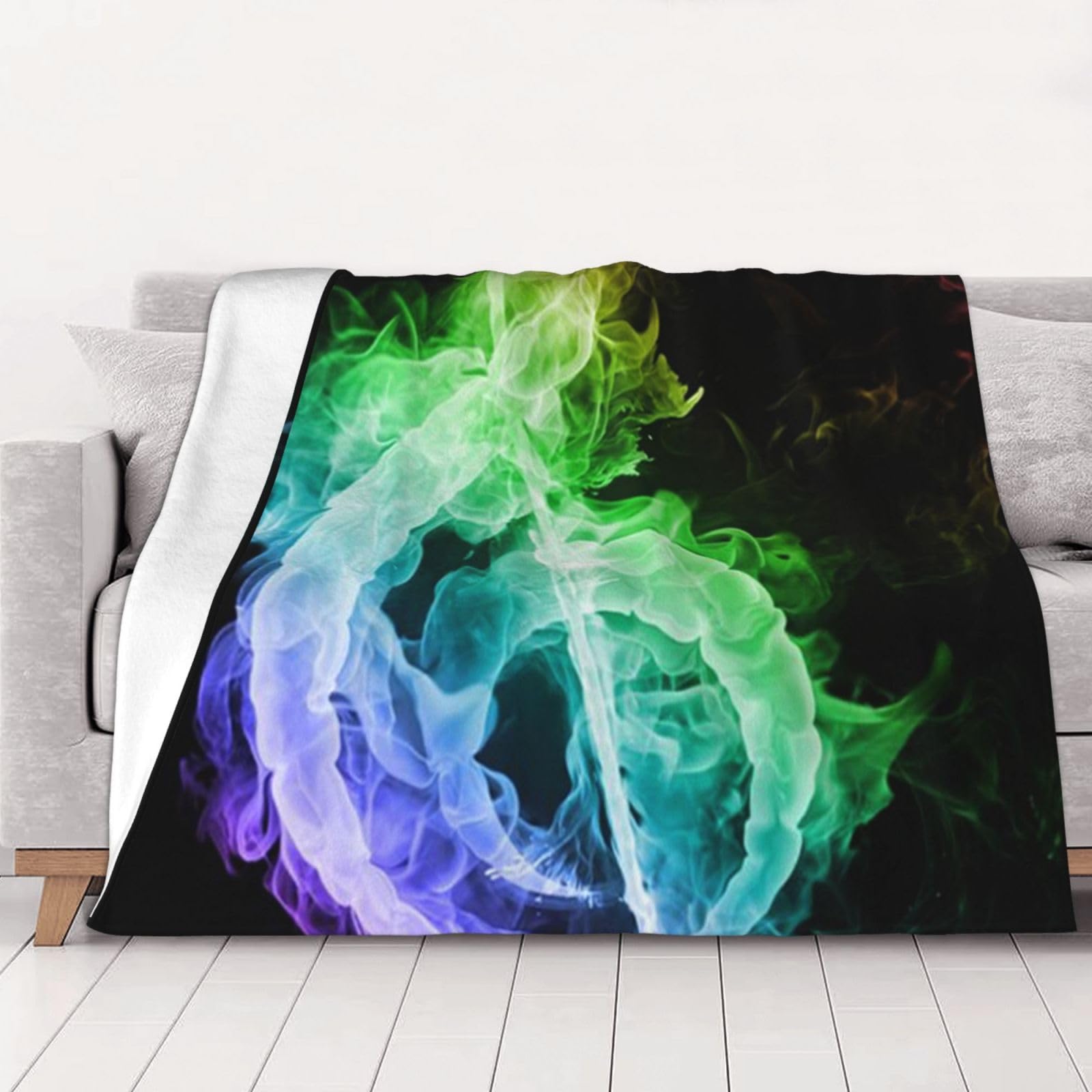 AUBKFELD Colorful Music Notes Printed Flannel Blanket 150x125 CM, Soft & Warm Throw Blanket for Sofa/Couch/Bed/Car, Gifts for Audlts Women Men