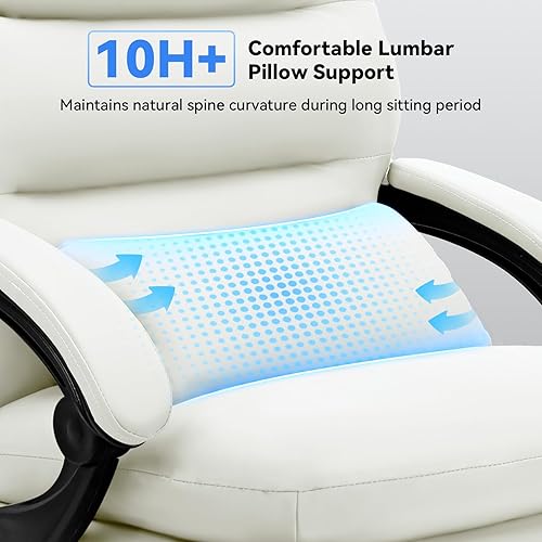 Miniatura 3 de Silla de oficina con reposapiés, silla de escritorio ejecutiva grande y alta de 400 libras con almohada de apoyo lumbar gruesa, respaldo alto, silla