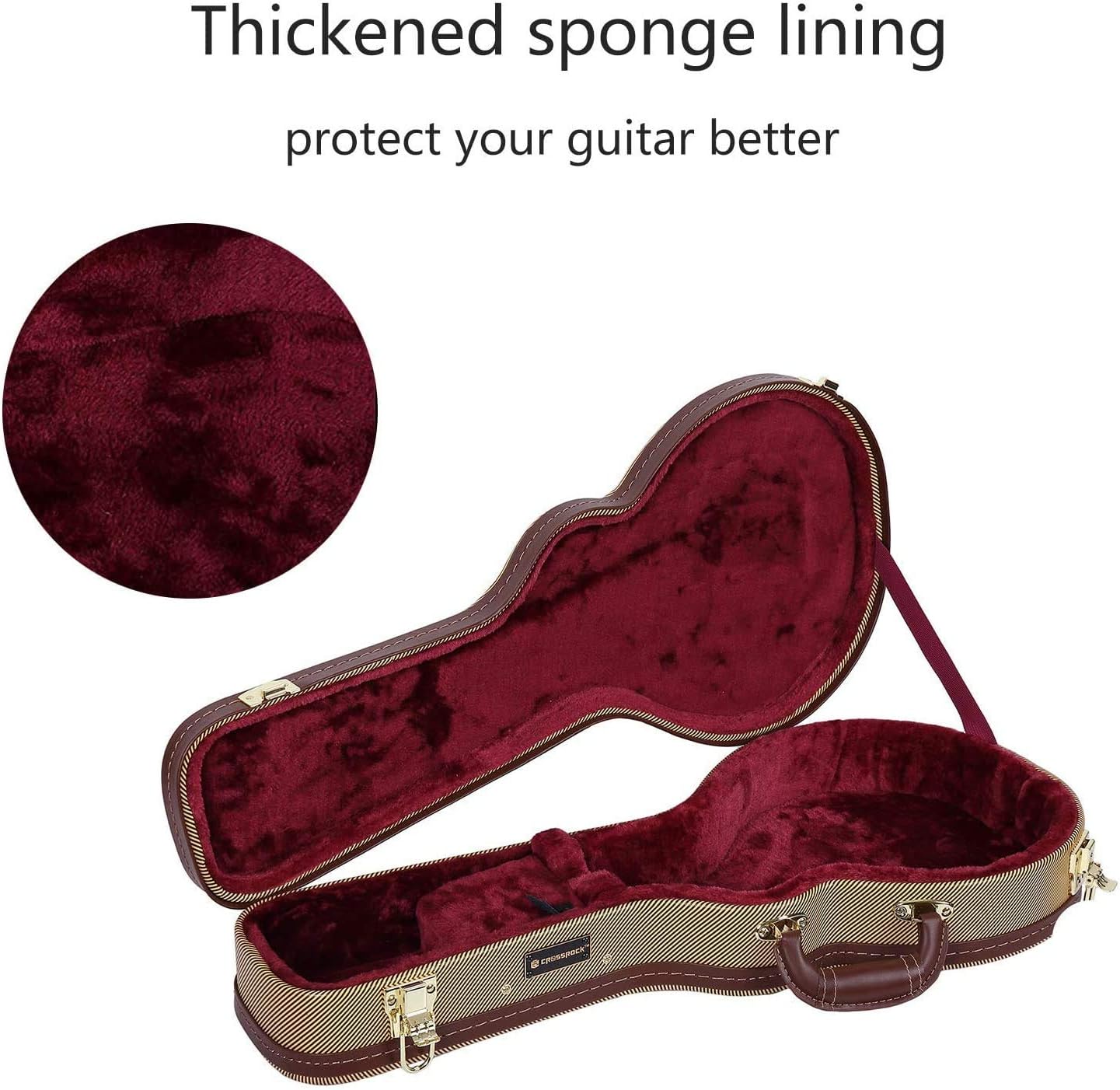 Crossrock Hard Shell Vinyl Tweed Case for F-style Mandolin (CRW620MFTW)