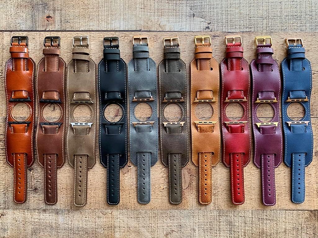 HARDISTON Watch Bands Compatible with Apple 38mm 40mm 41mm 42mm 44mm 45mm 49mm for men & women, Handmade Genuine Leather, Wristband Compatible with iWatch Series 11 10 9 8 7 6 5 4 3 2 1 SE Ultra