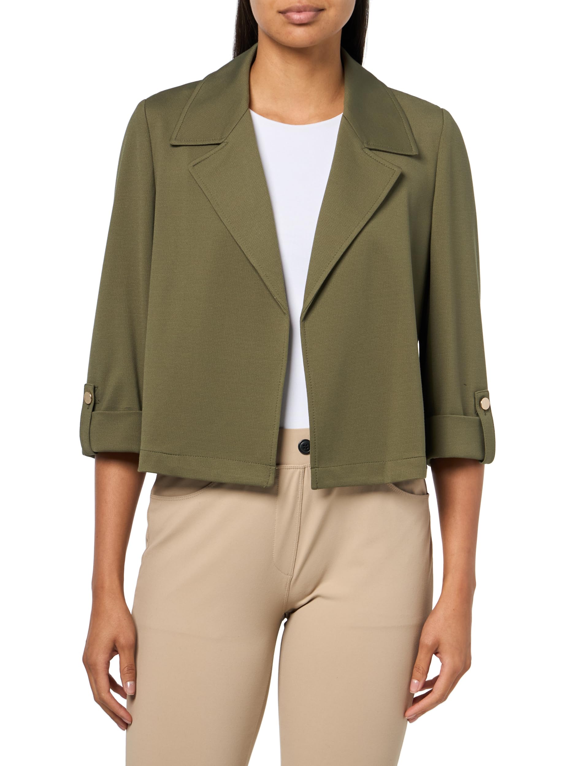 Anne Klein Womens Petite Cuffed Sleeve Short Trench Jacket