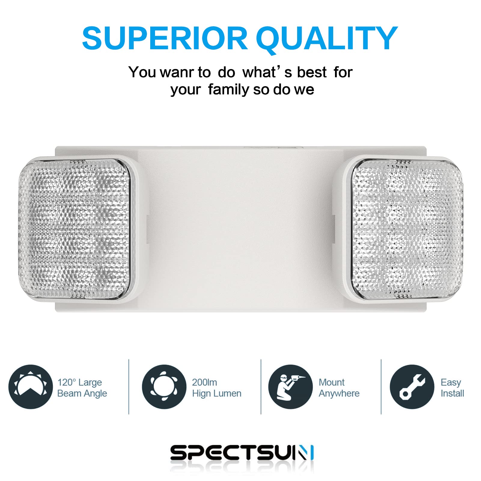 spectsun blanco de doble cabeza luz de emergencia, lámpara de emergencia LED de doble cara, Capacidad de mando a distancia