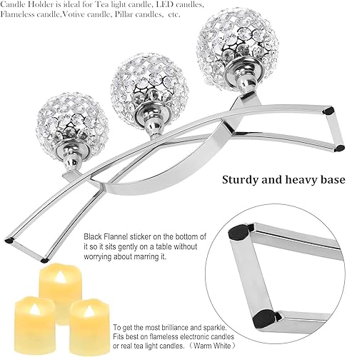 Miniatura 6 de Portavelas de cristal plateado con 3 mechas, portavelas votivas únicas para centro de mesa, decoración de mesa para comedor, sala de estar, fiesta