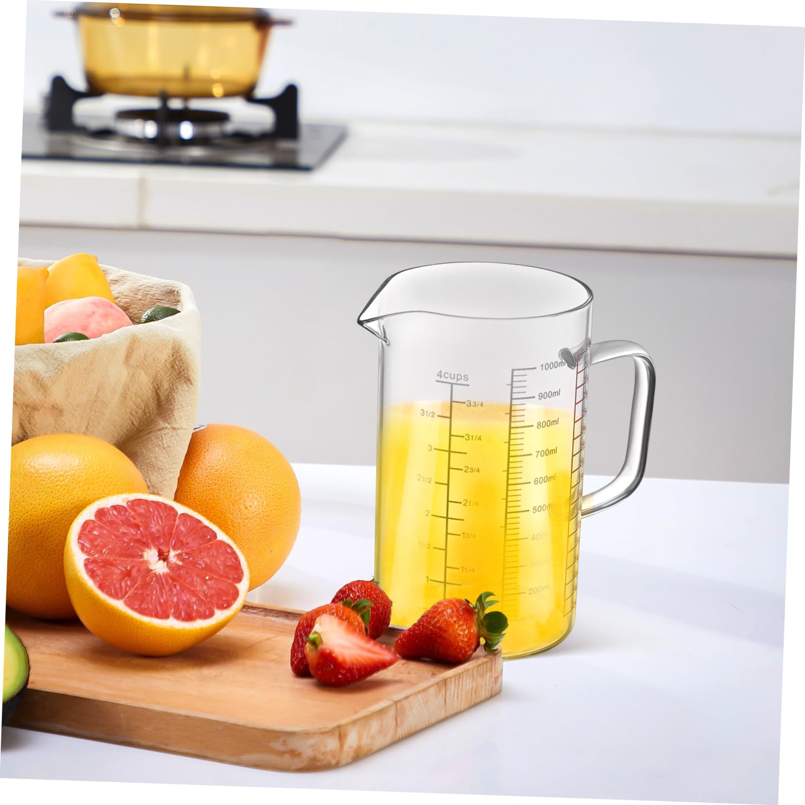 Vaso Medidor De Vidrio De Borosilicato Con Asa Taza Graduada Para Medición Precisa De Líquidos Cocina y Repostería Diseño Ergonómico y Vertido Controlado