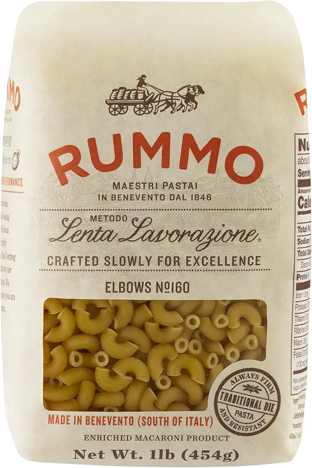 Rummo Elbows Pasta N.160 - Elbow Macaroni Pasta Noodles, Elbow Noodles, Durum Wheat Pasta, Italian Pasta, Dry Pasta - 16 Ounce (Pack of 1)