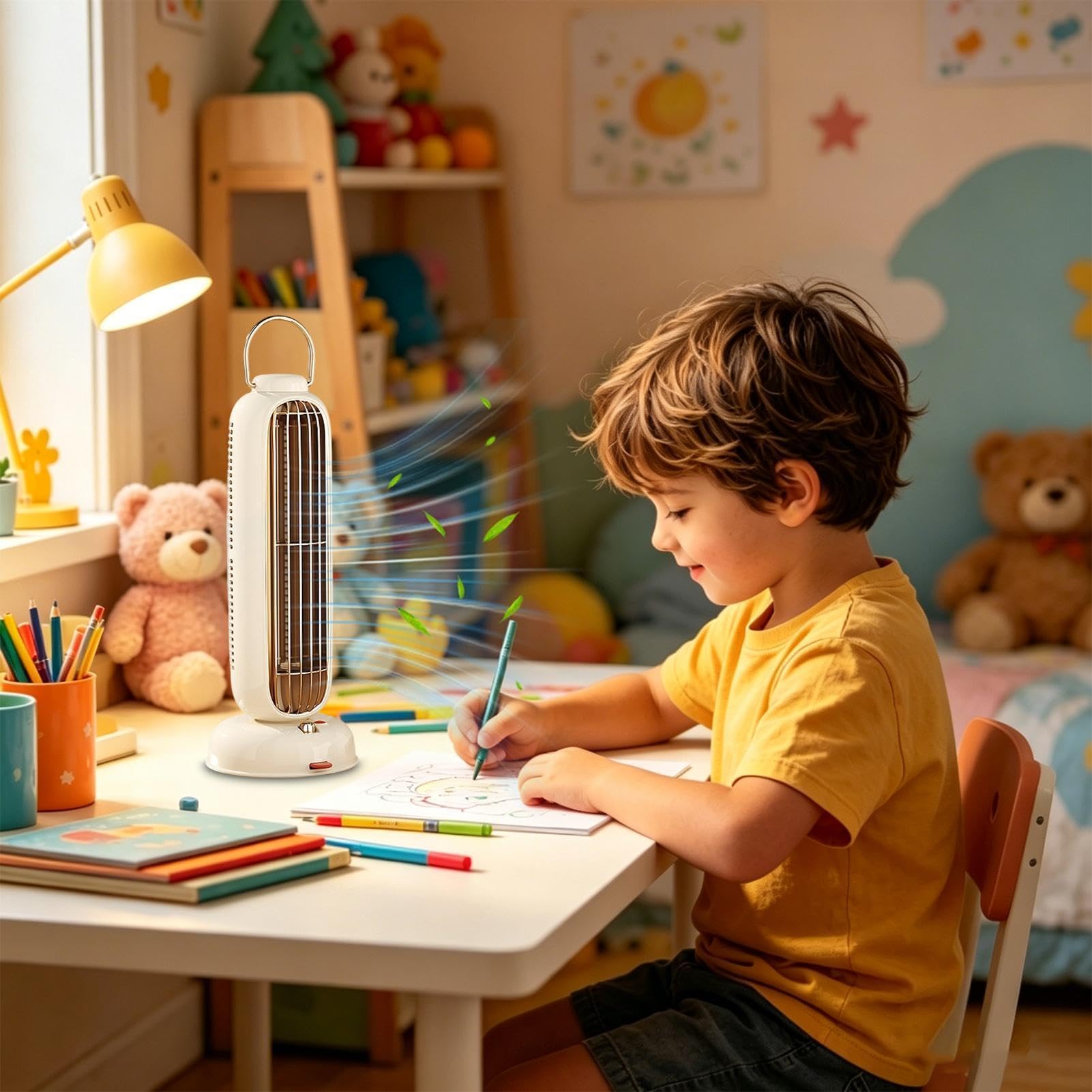Ventilador de torre para el dormitorio Diseño Sin Aspas De 3 Velocidades Y | Ventilador De Pie Con Oscilación Para En Dormitorio, Oficina, Salón, Hogar, Interior, Escrito